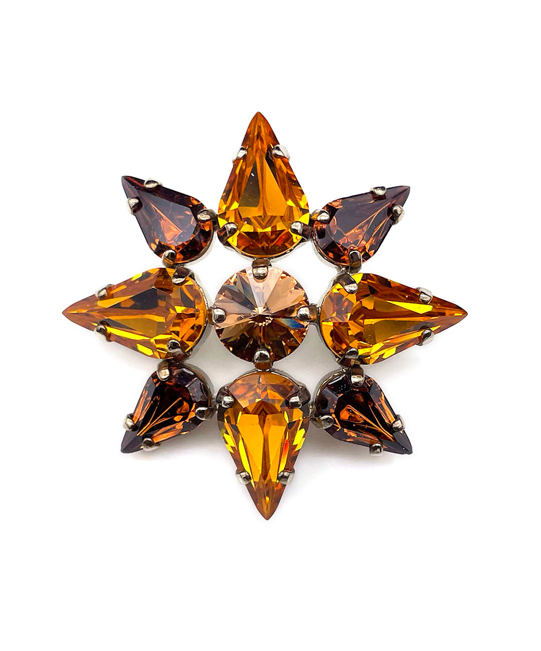 【ドイツ買付】ヴィンテージ SEIBOTH トパーズ ブラウン ガラス ブローチ/Vintage SEIBOTH TOPAZ Brown GLASS Brooch