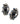 【USA輸入】ヴィンテージ SELRO ブラックカボション ブルー ビジュー イヤリング/Vintage SELRO Black Cabochon Blue Bijou Clip On Earrings