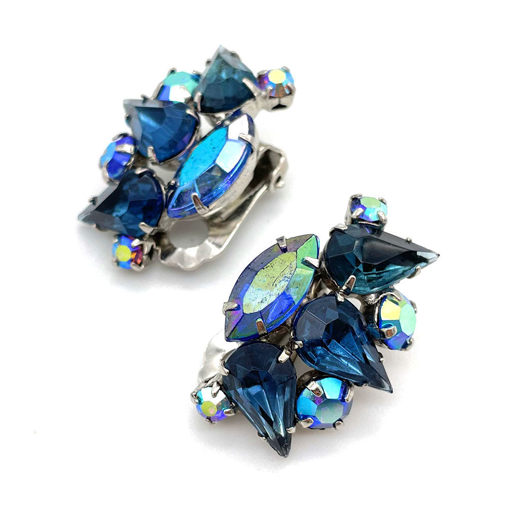 USA輸入】ヴィンテージ ブルー オーロラ ラインストーン イヤリング/Vintage Blue Aurora Rhinestone Cl –  Elysa Jewelry